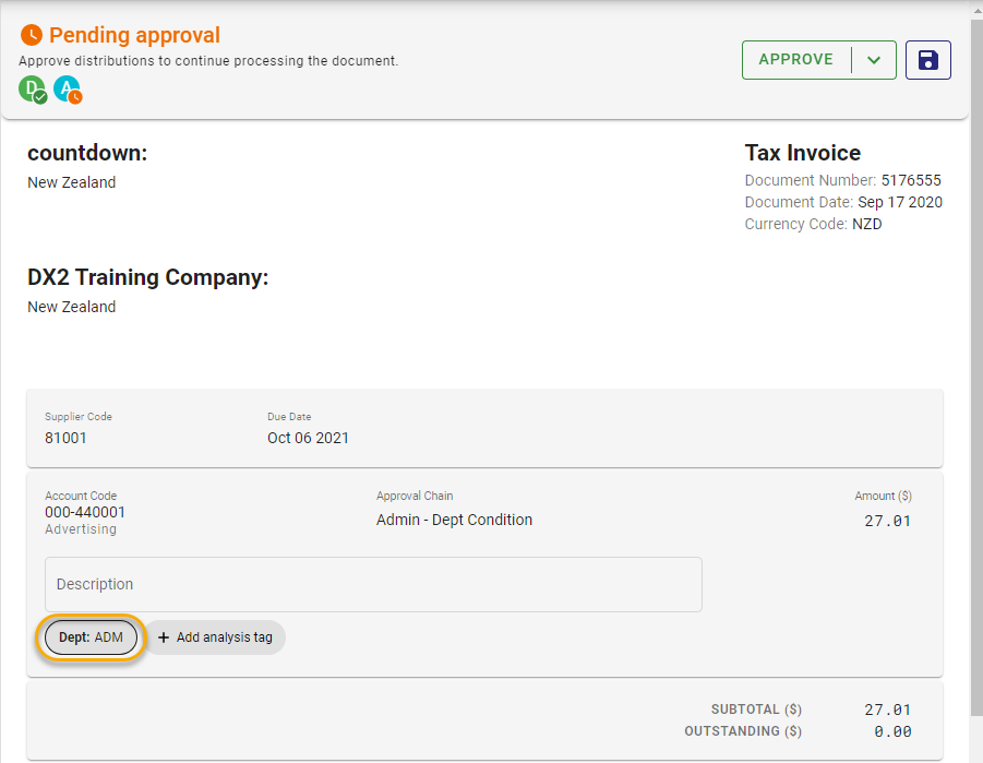 Pending Approval View
