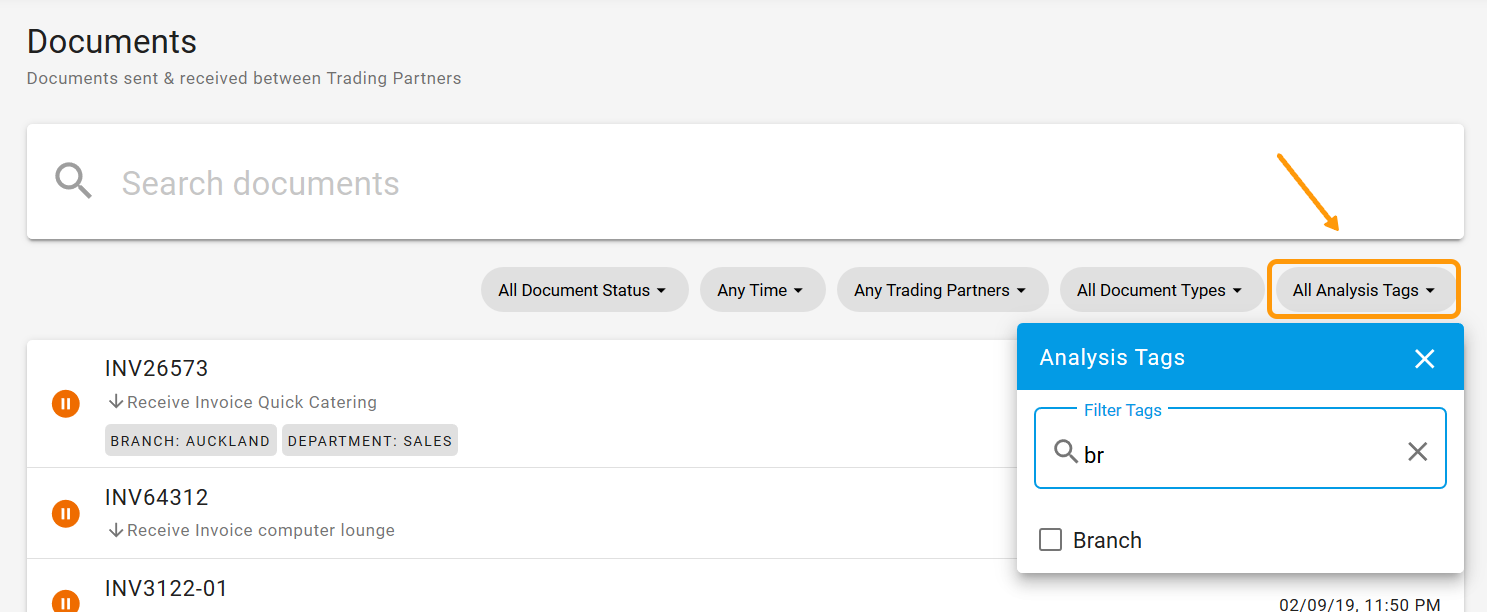 Open filter by Analysis tags in Documents page